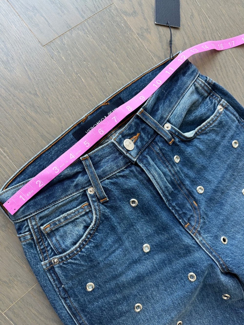 Veronica Beard DYLAN Straight Leg Grommet Bandit Jeans Jean With Tags - Size 23 - Picture 6 of 8